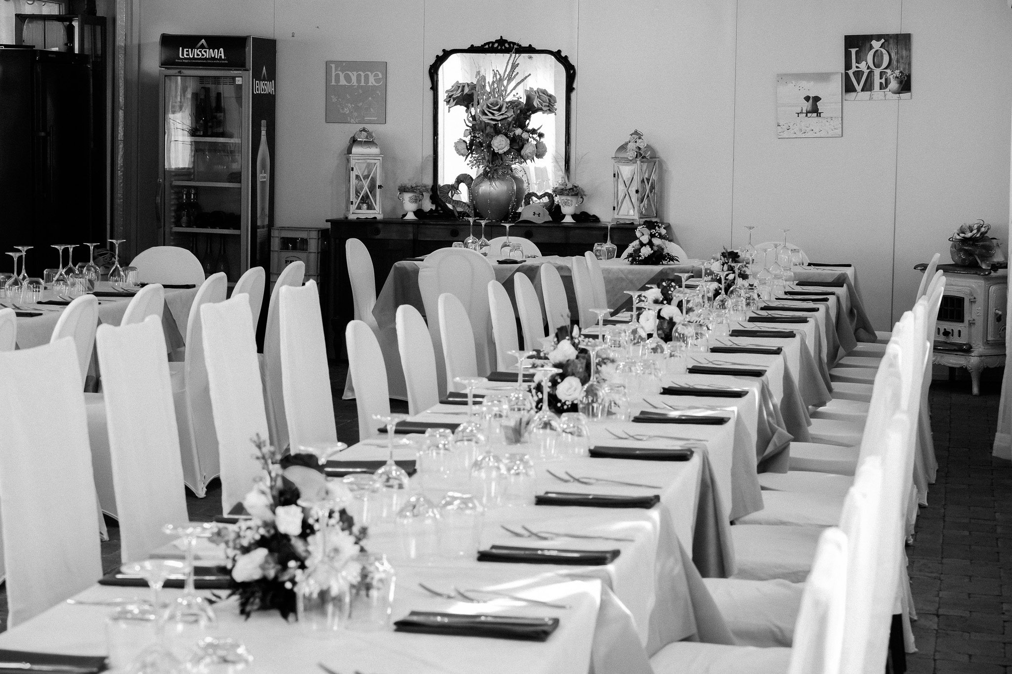 La sala del ricevimento, pronta e vuota